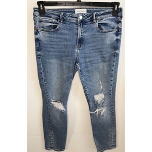 Dear John Jeans Women's 30 Blue Aiden Slim Girlfriend Distressed Ripped Stretch